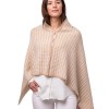 Inez poncho - hundtandsmönstrad poncho med dekorativa knappar naturvit/ljusbeige