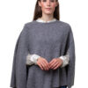 Cap klassisk - vacker cape i slätstickad cashmere, silvergrå